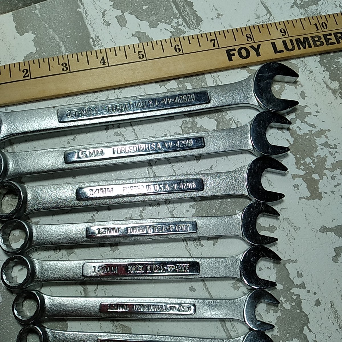 Vtg Craftsman USA VA Series 11 pcs Metric -VV- Combination Wrench Set 17-6 mm