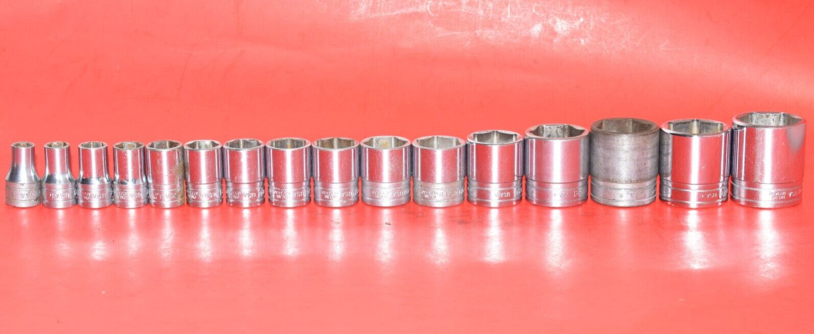 Snap-On 1/2″ Drive 16 PIECE SAE 3/8″ – 1-3/8″ Shallow 6-POINT Flank Socket Set