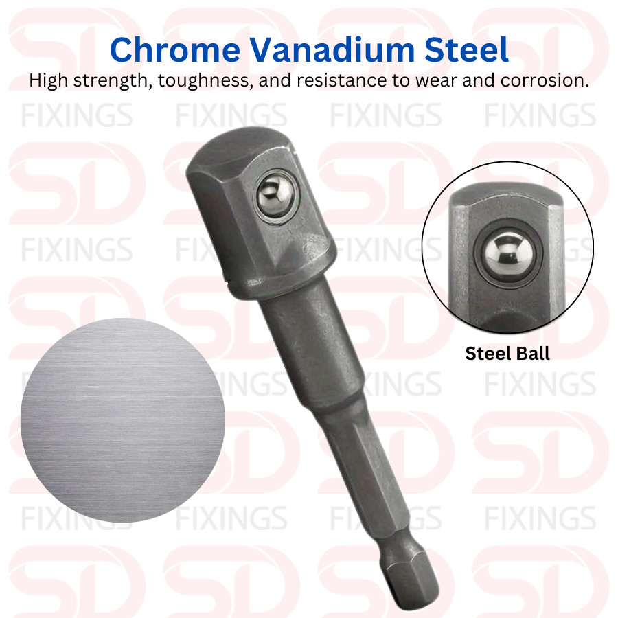5 x CRV 1/2″ Impact Drill Driver Bit Socket Adapter Hex Shank Extension Bar