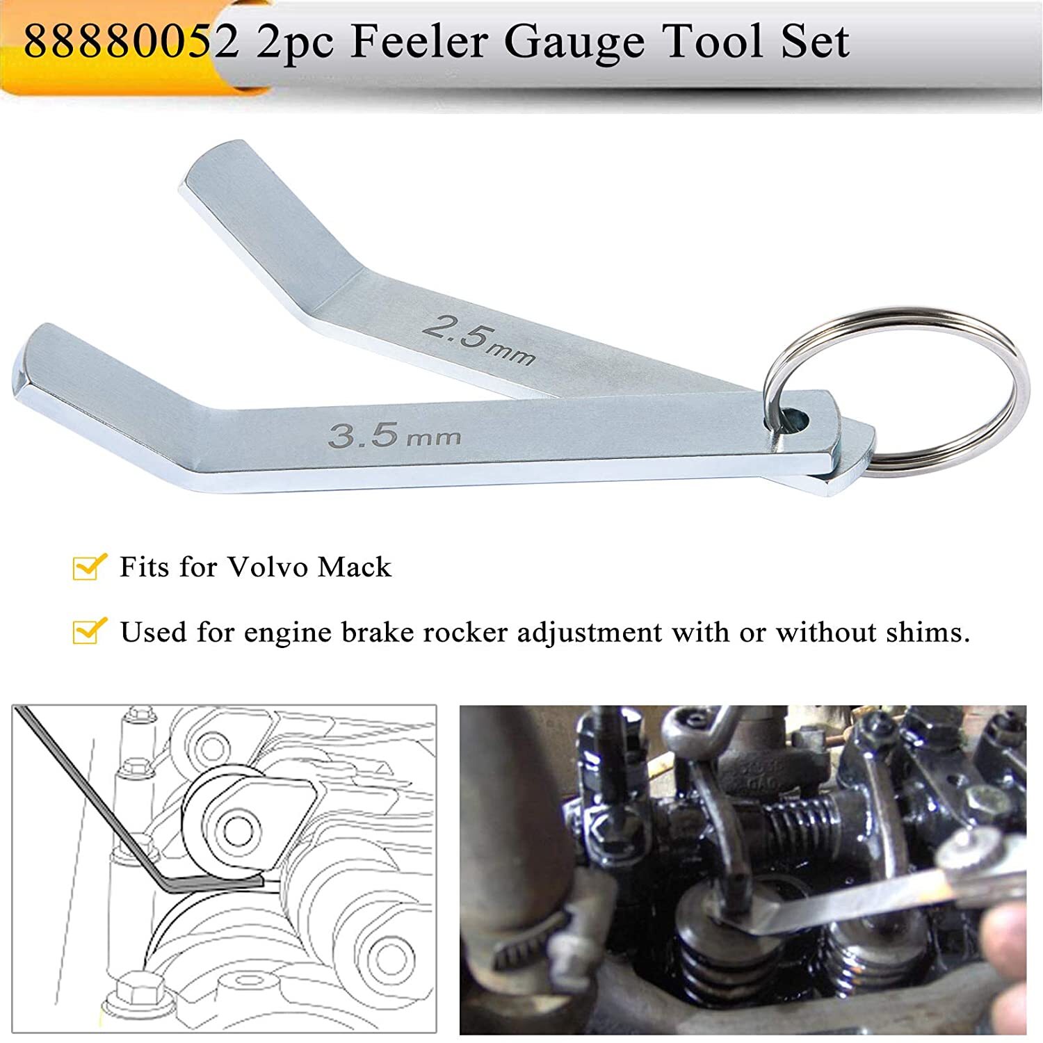 Feeler Gauge Jake Brake Tools for Volvo Mack Engine 88880053 88880052 85111377