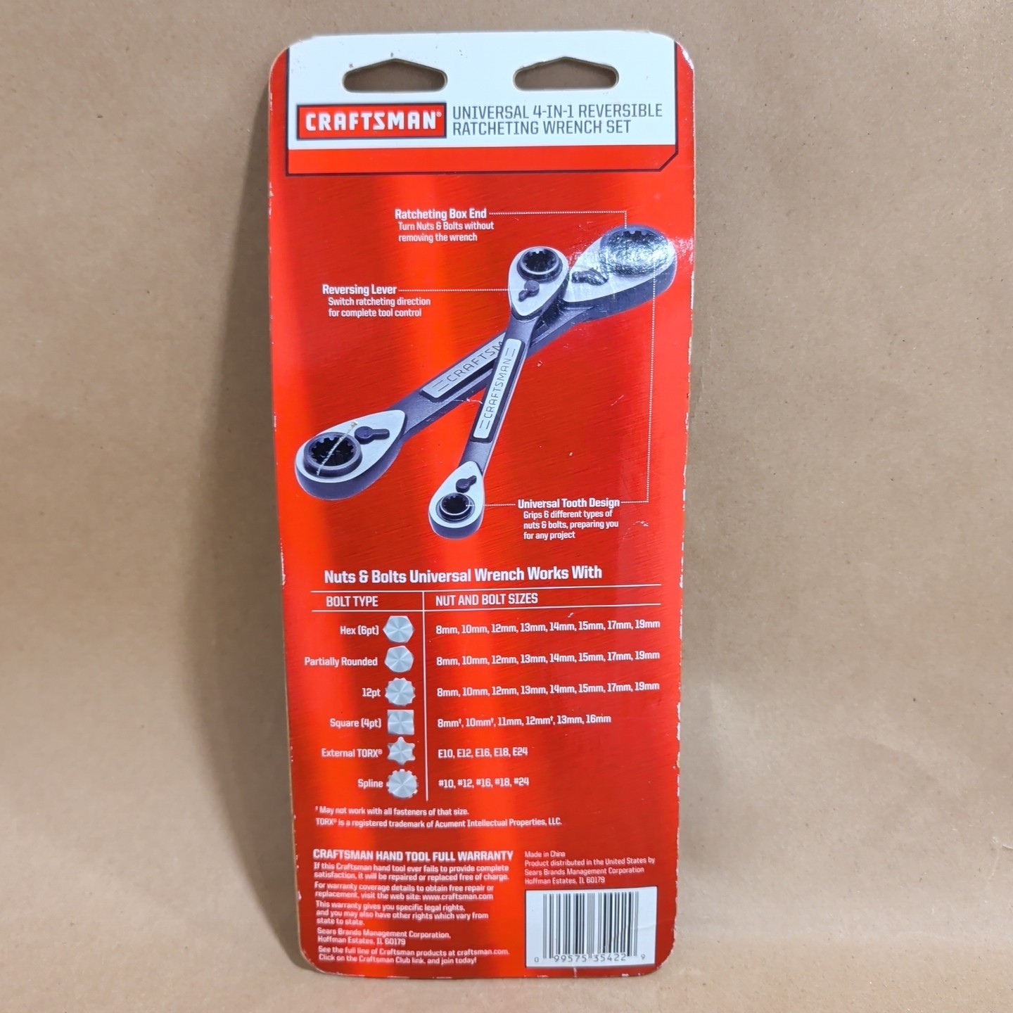 Craftsman 2pc 4-IN-1 Metric Universal Reversible Ratcheting Box End Wrench 35307