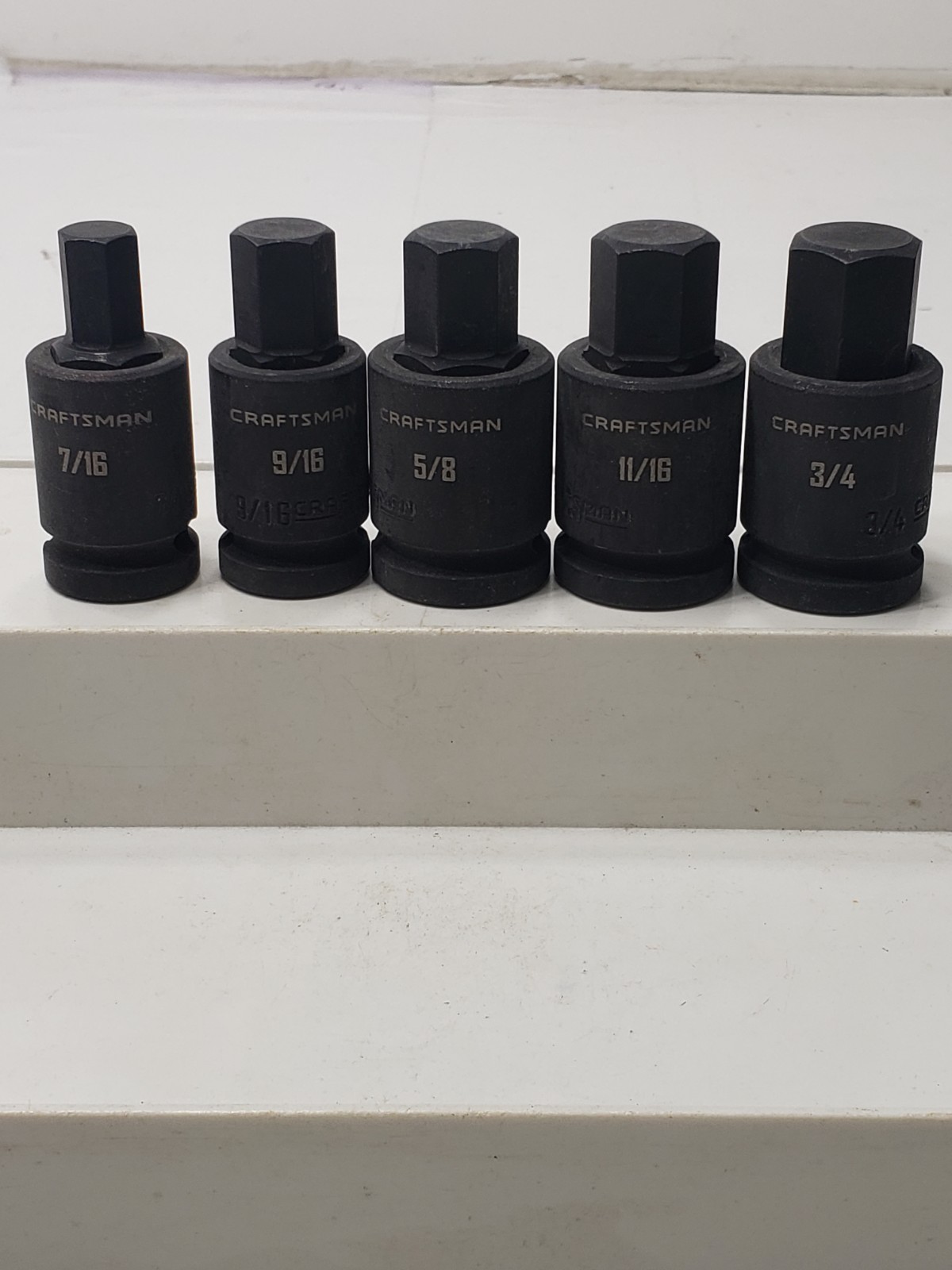 Craftsman 1/2 Drive Impact 5 Piece SAE Impact Hex Bit Socket Set 7/16-3/4