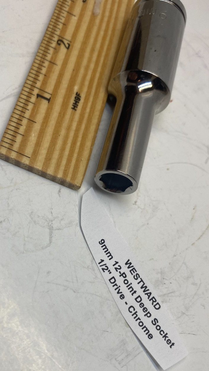 WESTWARD 9mm 12-Point Deep Socket – 1/2″ Drive – Chrome – Prepaid Shipping