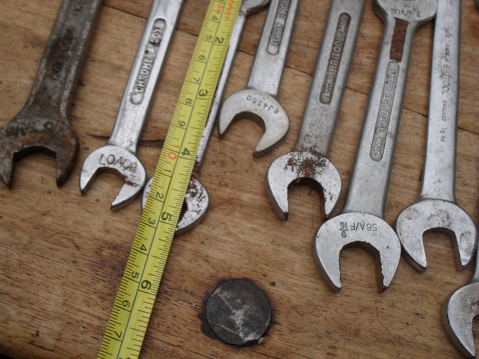 14 vintage britool AF spanners 1/2 x 7/16 (5) 1/2 x 9/16 (3) 9/16 x 5/8 (3) more