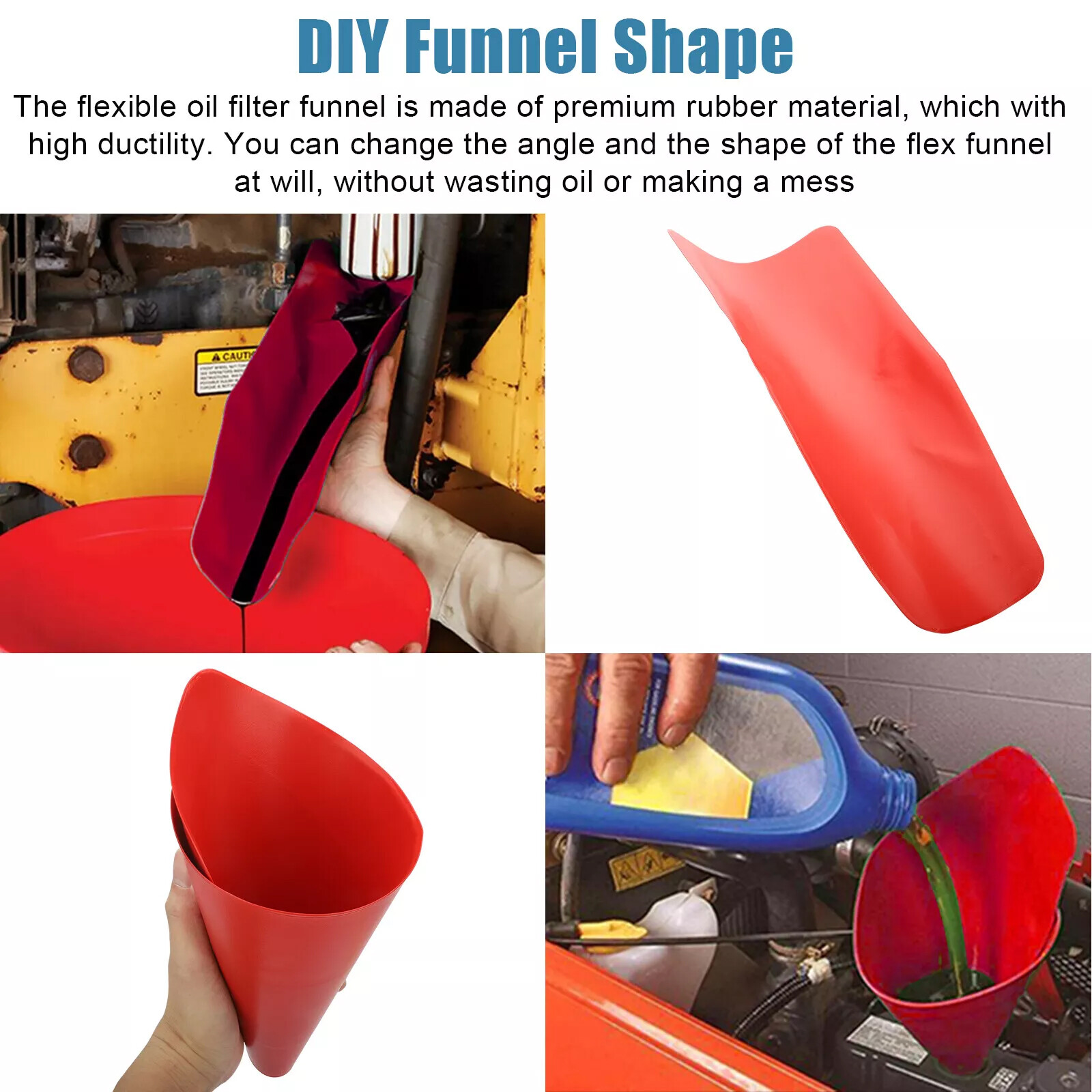 2Pcs/Set Universal Flexible Oil Draining Funnel Tool Car Fluid Filled Drainage