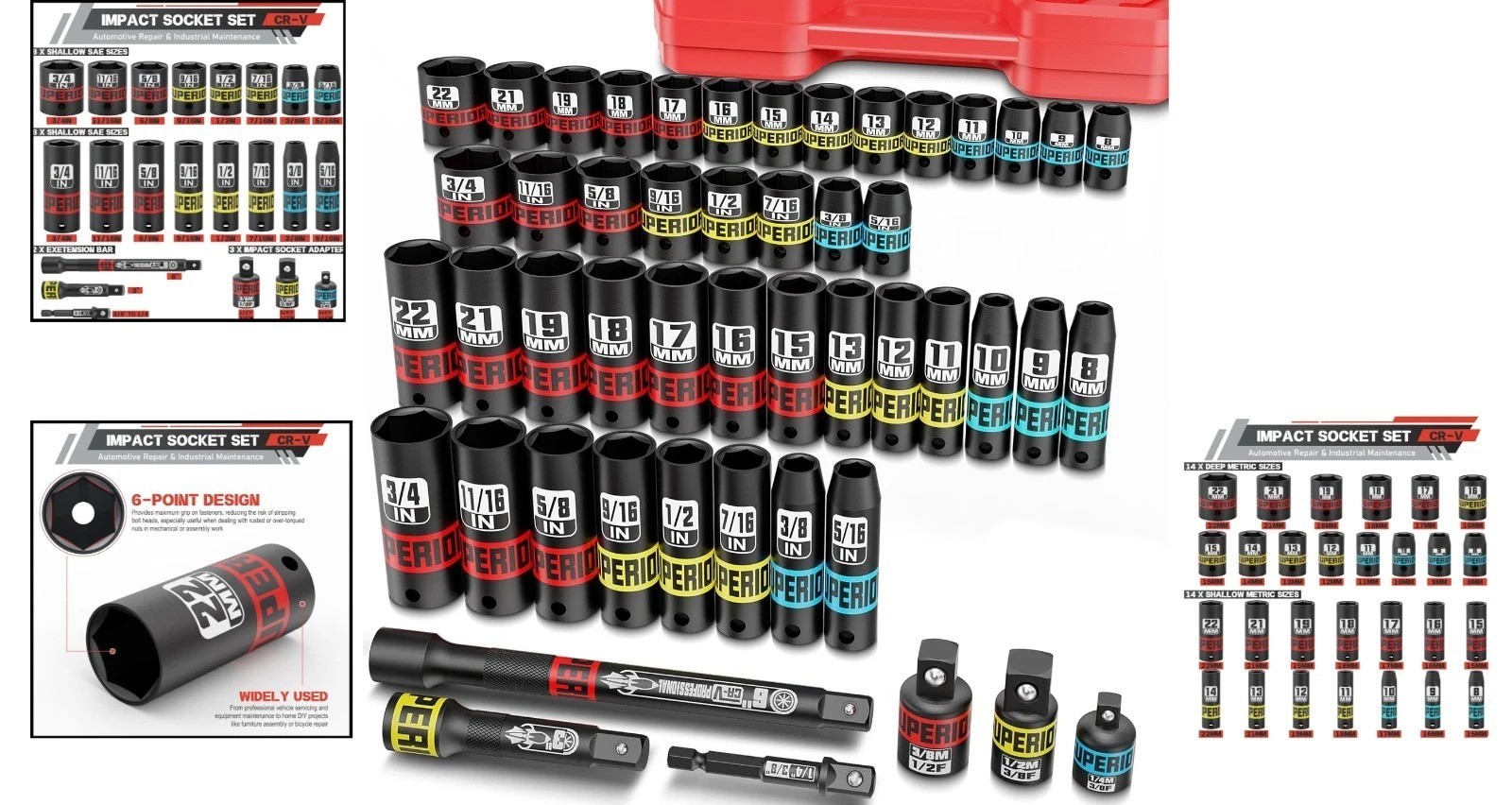 Professional Impact Socket Set – 50 Pieces, 3/8″ Drive in High-Strength Steel