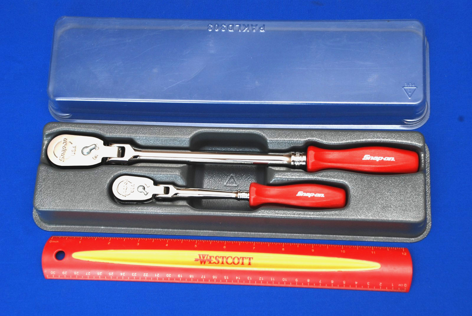 Snap-on Tools 1/4″ & 3/8″ Drive Dual 80 Red Hard Grip Flex-Head Ratchet Set
