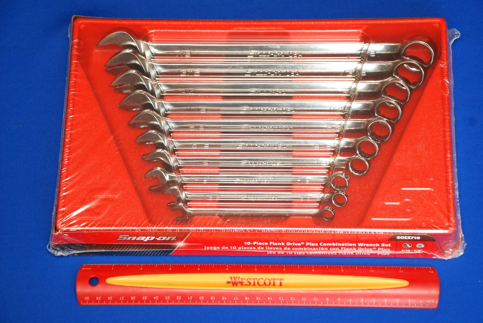 Snap-On NEW 10 Pc 12-Point SAE Flank Drive Plus Combination Wrench Set SOEX710