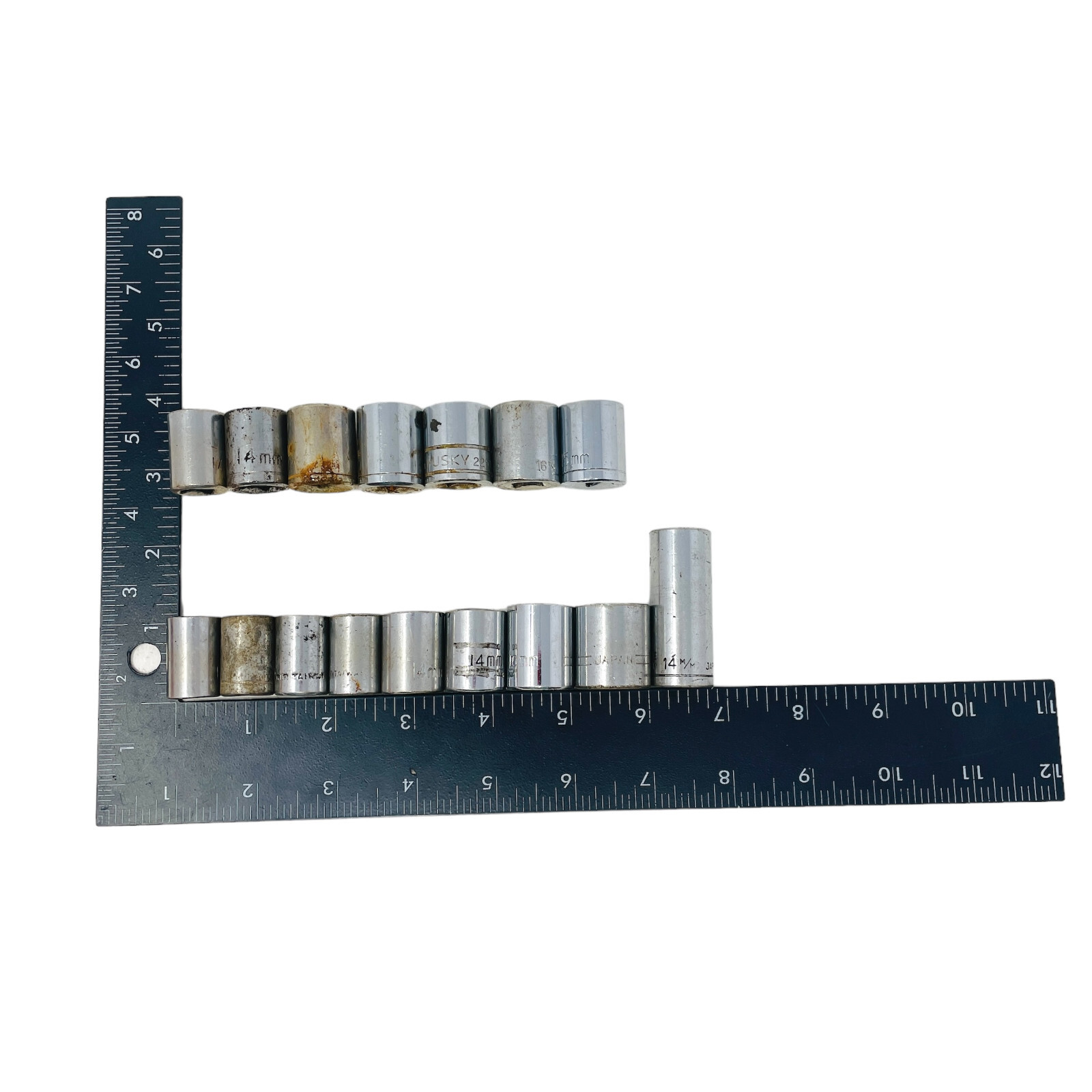 16 Pcs Husky and Assorted 14mm, 15mm, 16mm, 4mm, 12mm Socket Set