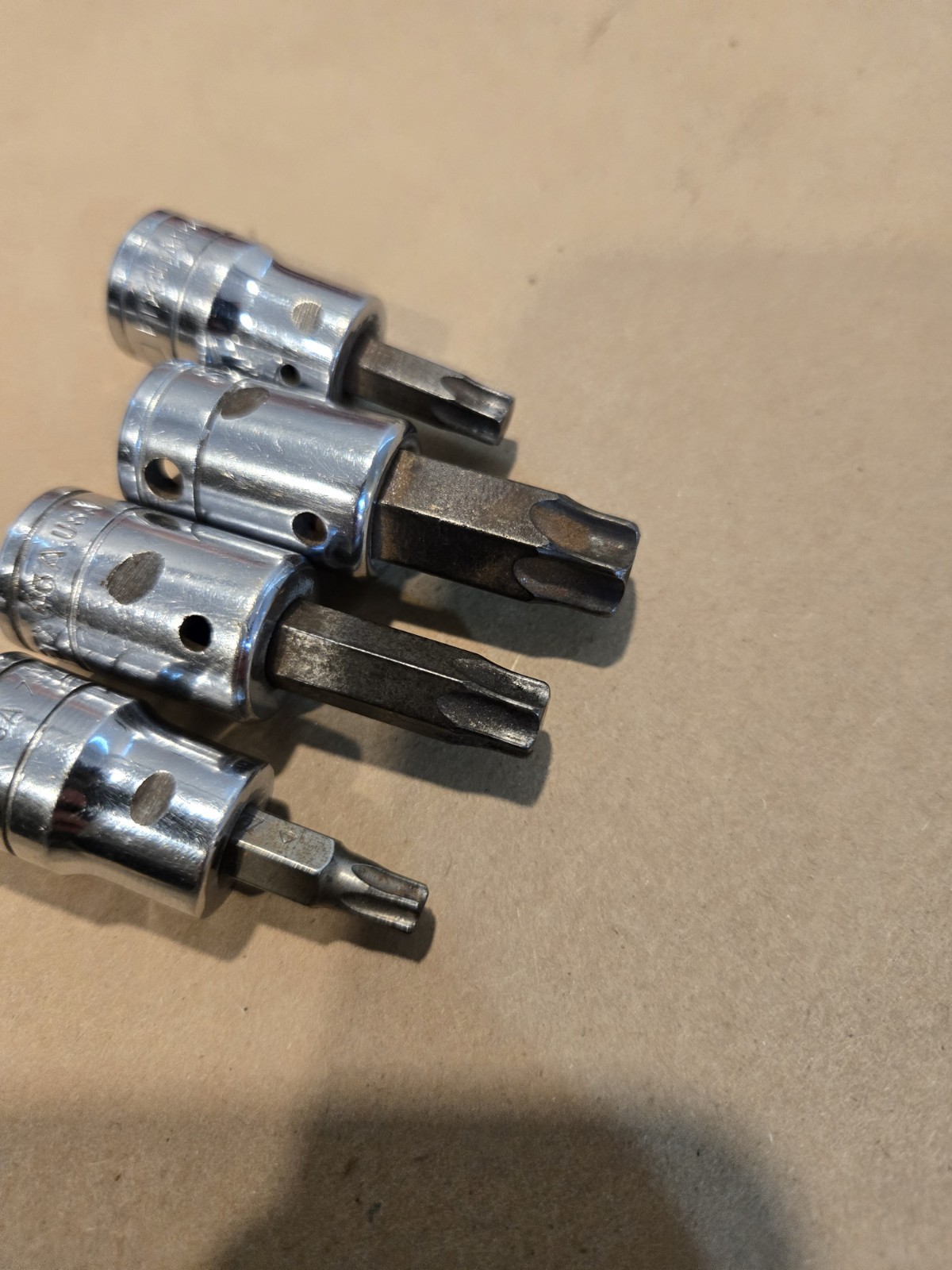 Snap On 3/8″ Drive T27-T40,T55 Torx Bit Driver Sockets USA Lot Of 5 READ AD