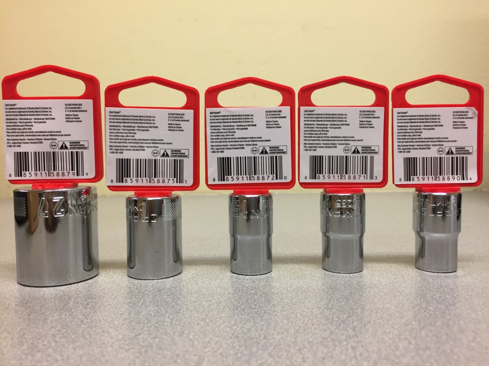 Craftsman 27mm, 19mm, 15mm, 14mm, 13mm x 1/2 in. drive 12 Point Shallow Socket