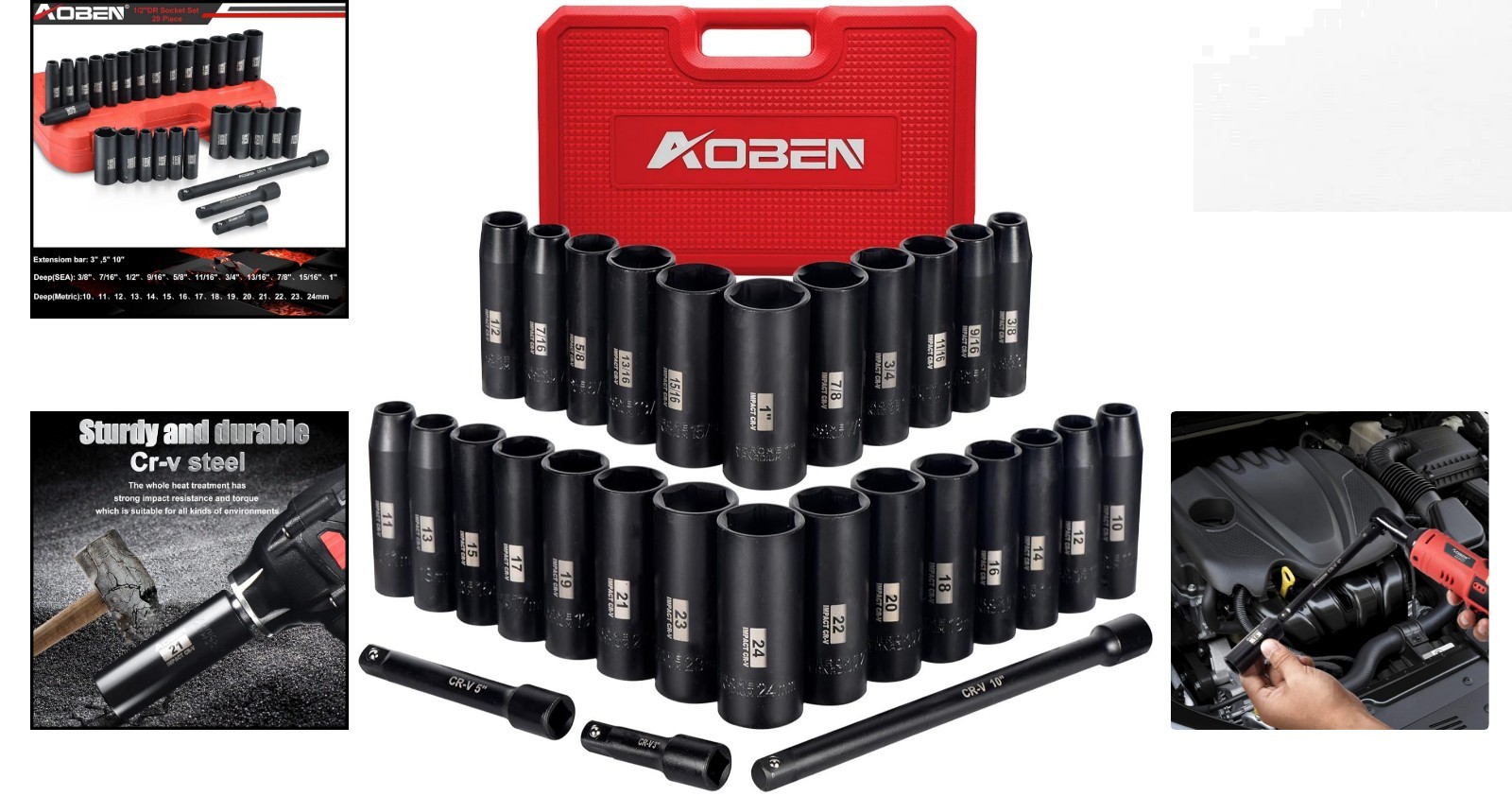 Professional Quality 29-Piece Socket Set – Chrome Vanadium with Laser Marking