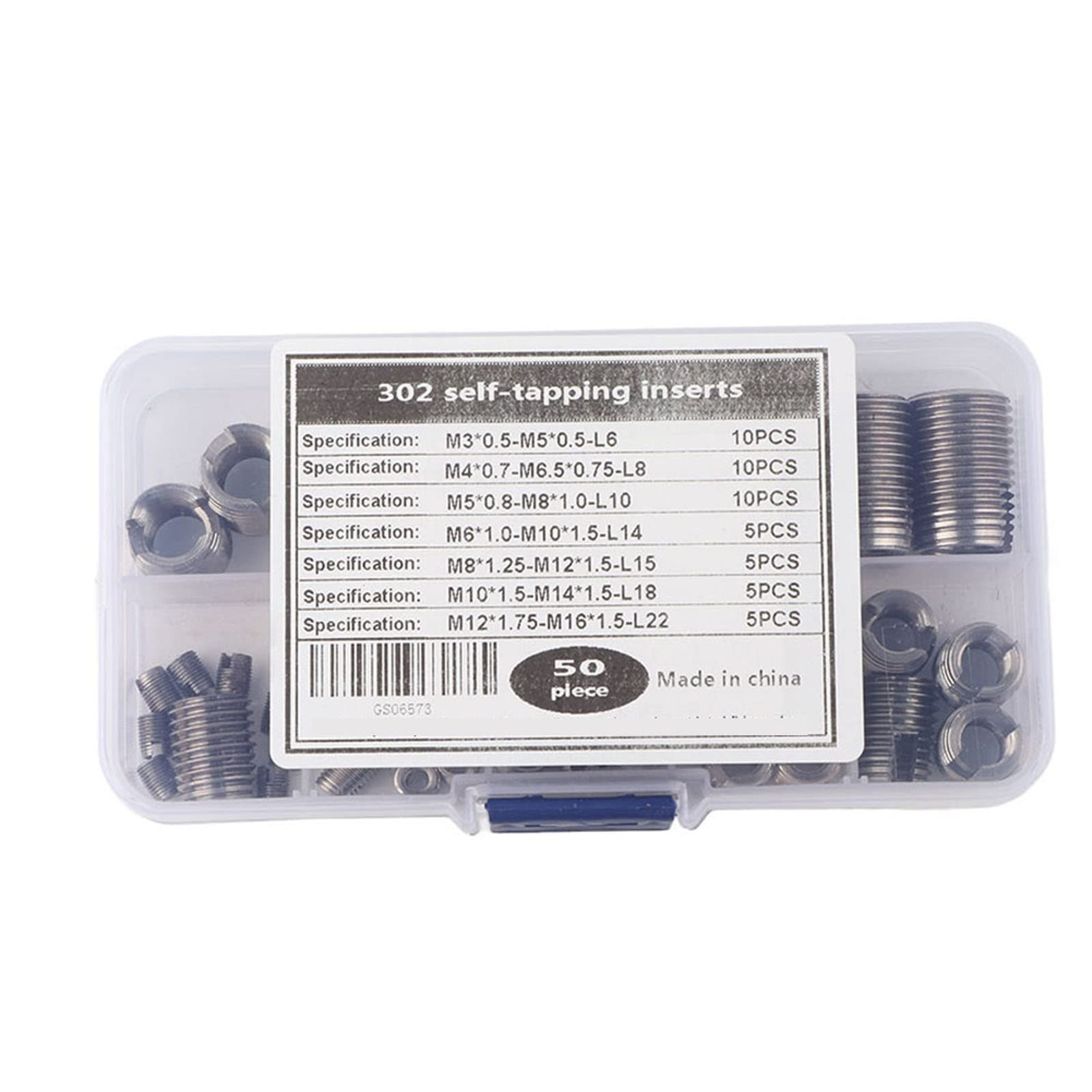50 PCS Inner Thread Self Tapping Inserts Set Stainless Steel Repair Tool Kit