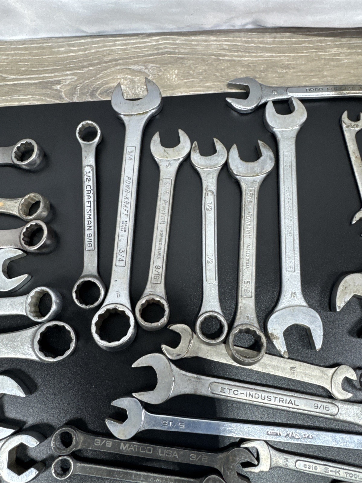 Vintage Lot of 33 Assorted Wrenches Tools Craftsman, Mac, Dunlap,Powr-Kraft,More