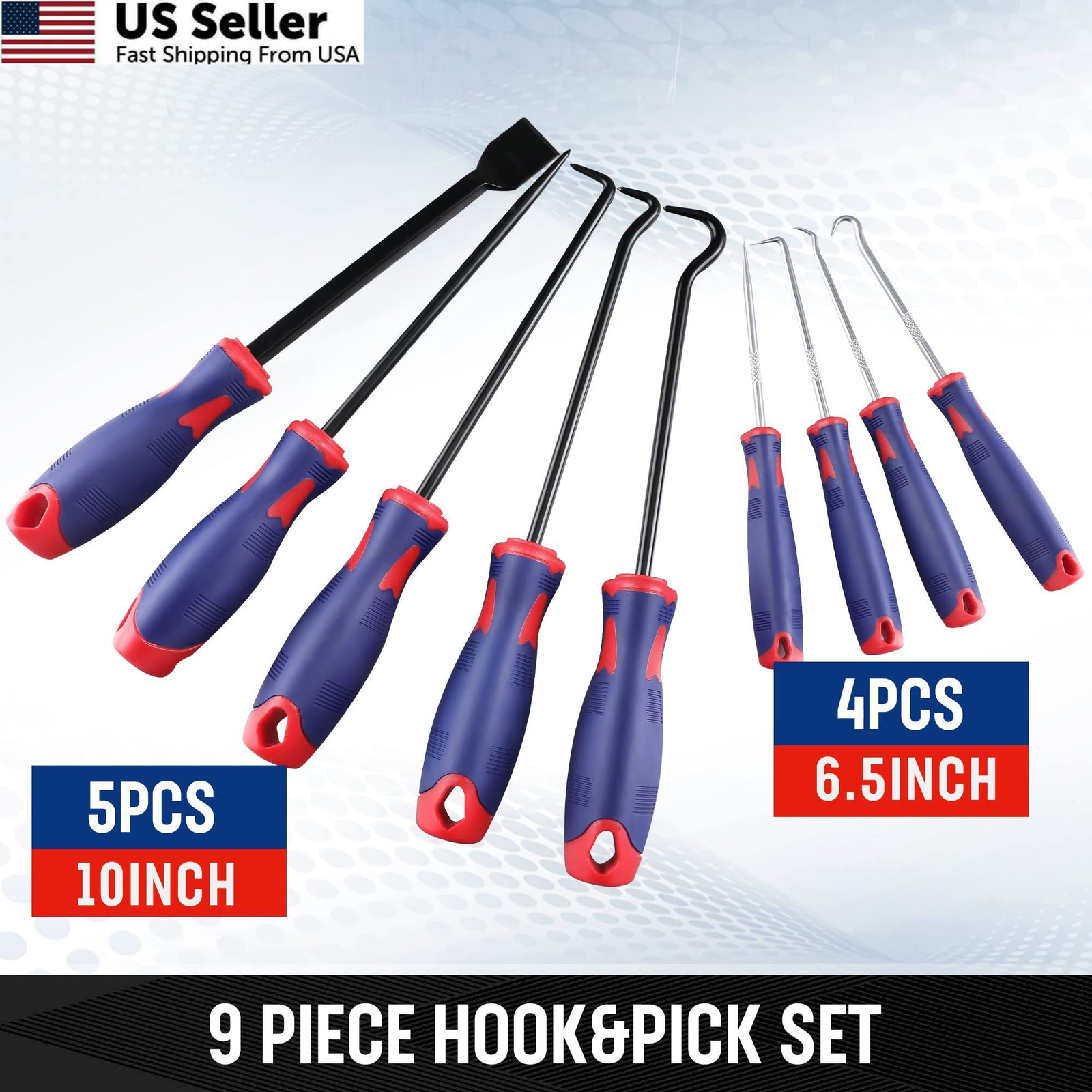 WORKPRO 9Pcs Precision Pick & Hook Set with Scraper, Small, Multicolor