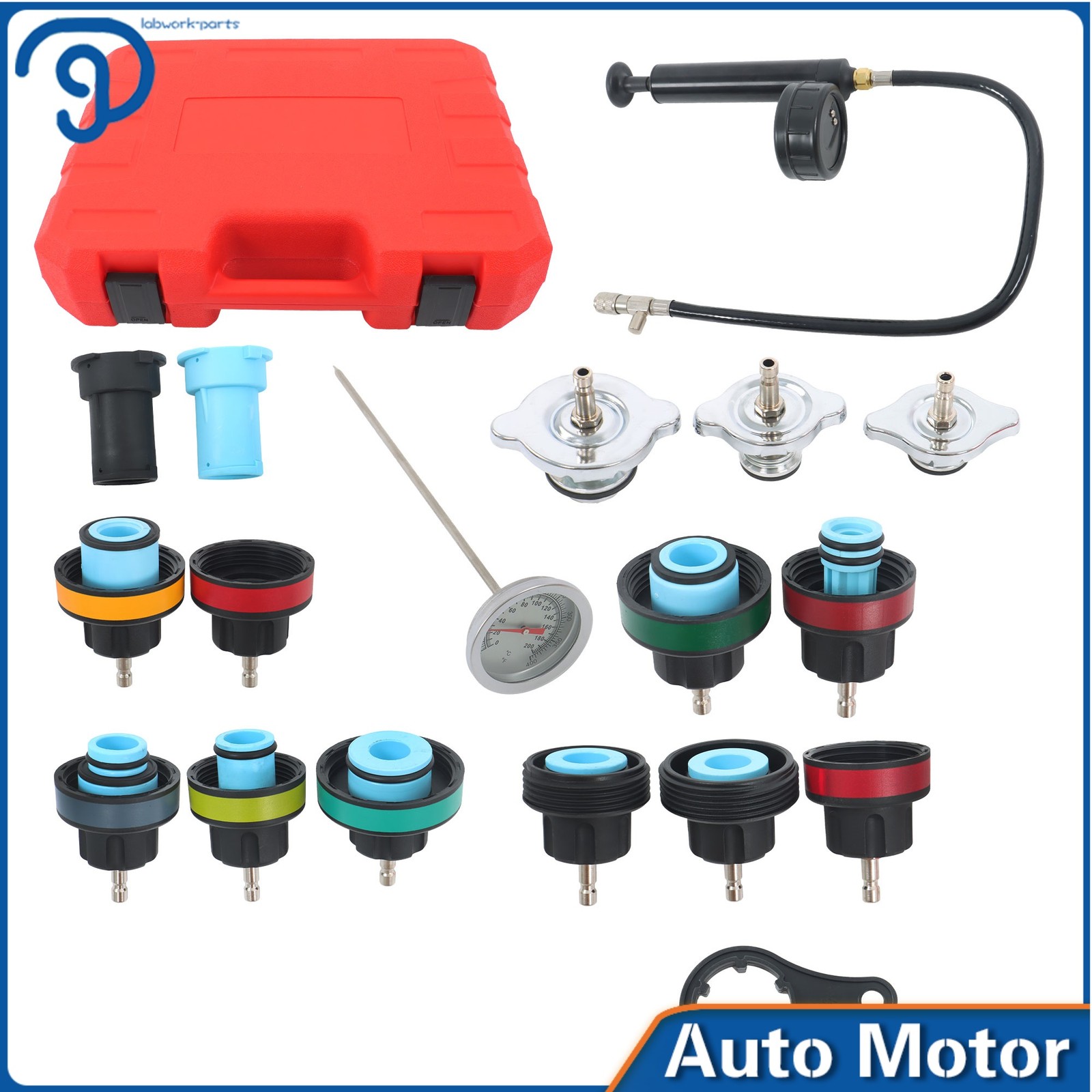 Radiator Cooling System 18pcs Pressure Tester Gasket Water Tank Leak Adapter Set