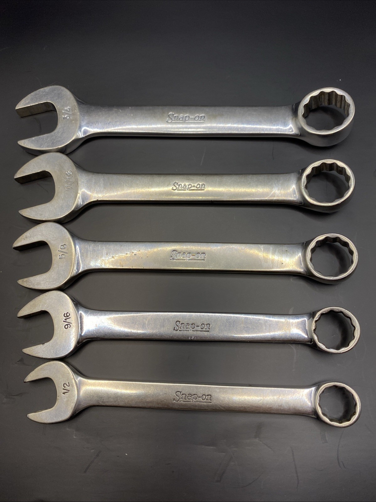 Snap-on Tools OEX160-240 12 Point SAE Short Combination Wrench Chrome USA NICE!