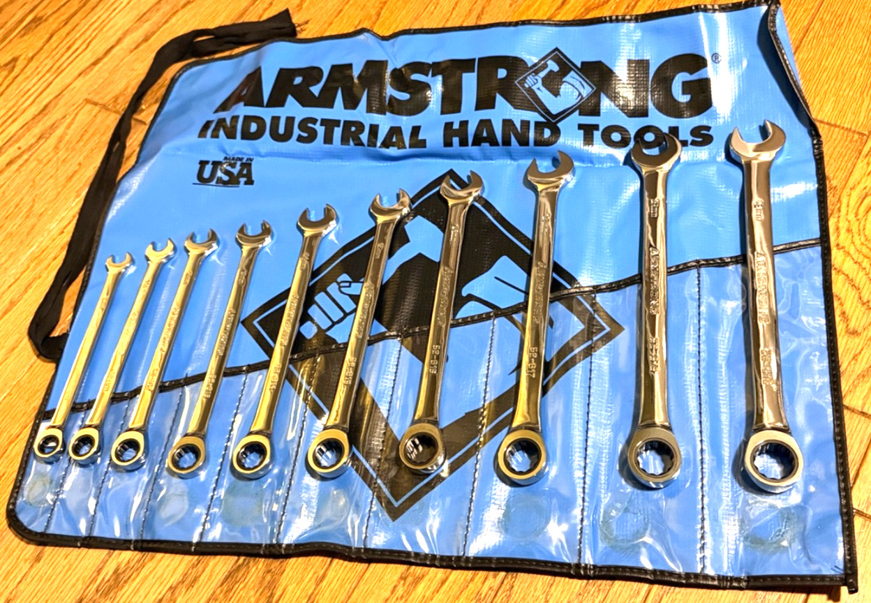 🇺🇸 Armstrong Tools USA METRIC Ratcheting Wrench Set Combo Lot Polish 12PT Blue