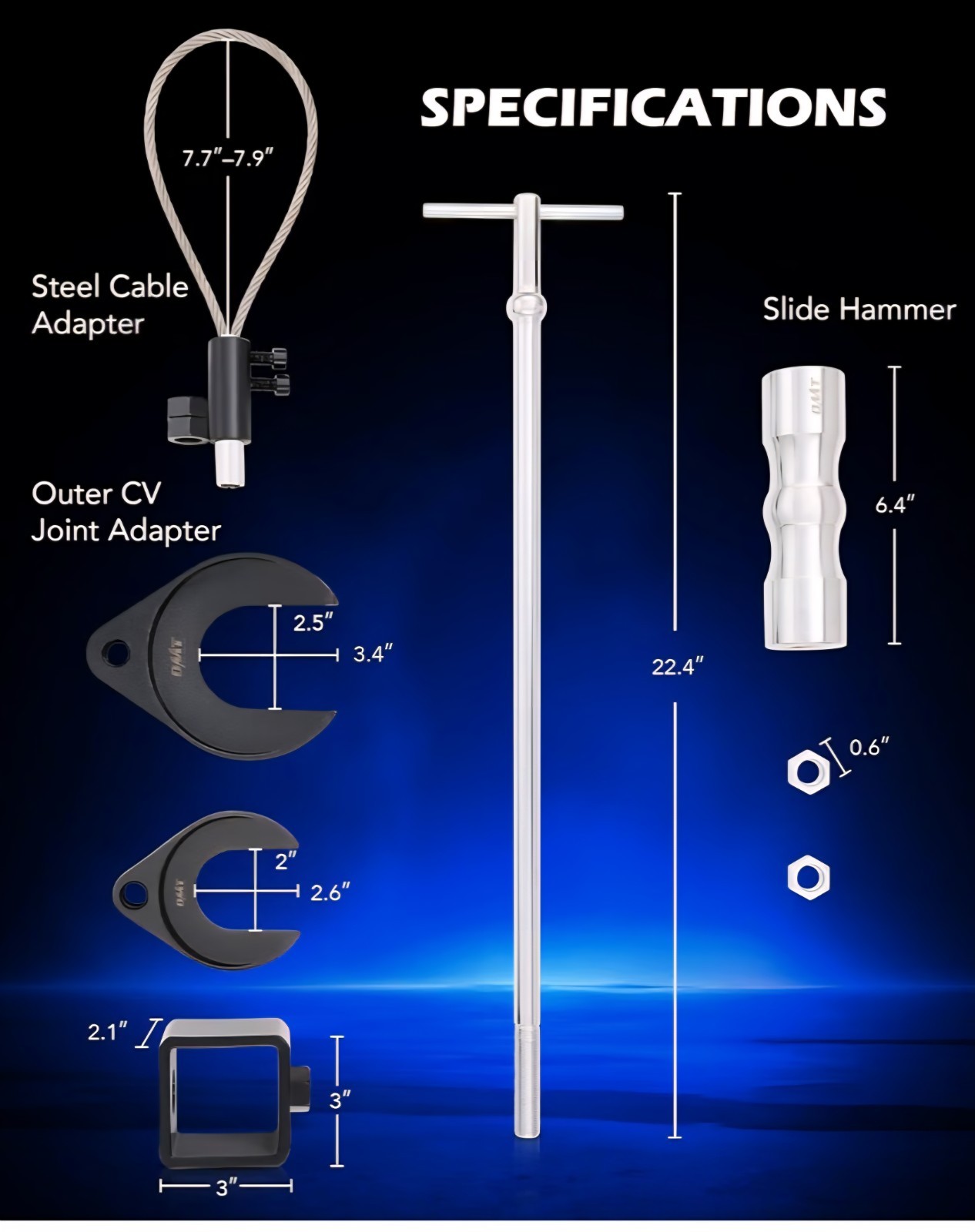 OMT Inner CV Joint Puller Slide Hammer Wheel Drive Axle Half Shaft Removal Kit