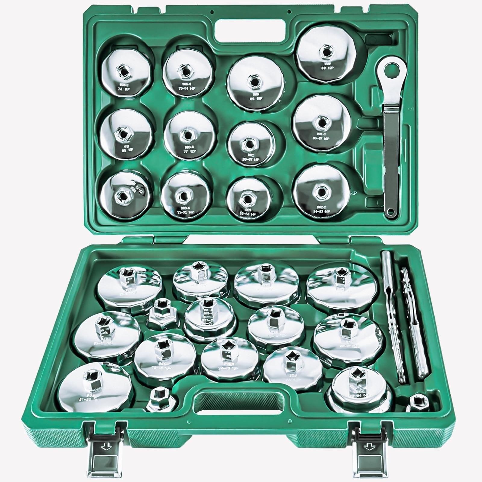 31PCS Oil Filter Wrench Set, Stainless Steel Oil Filter Cap Socket, 1/2 Drive…