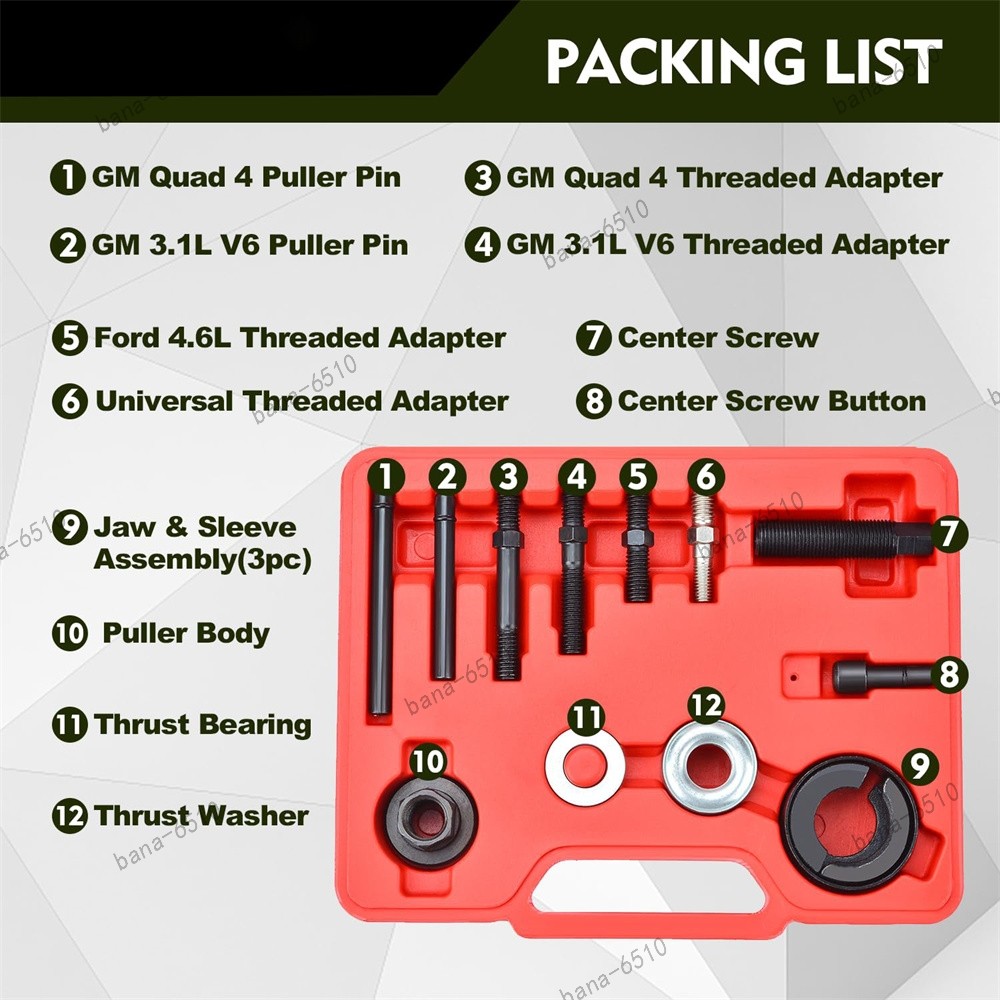 13PCS Power Steering Pump Pulley Puller Remover & Alternator Installer Tool Kits