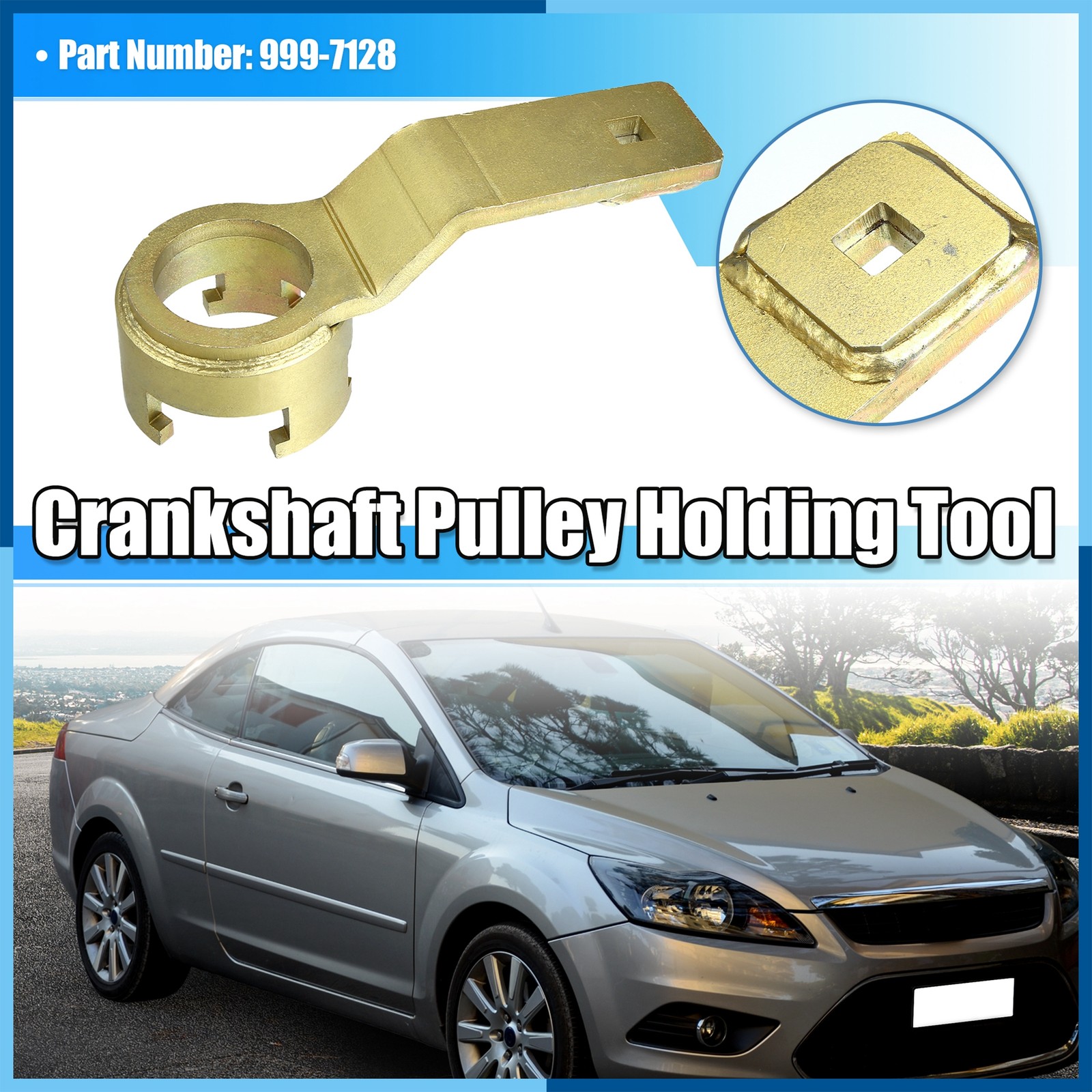 Crankshaft Pulley Holding Tool Replacement for Ford 1.8 2.0 2.3 Bronze Tone