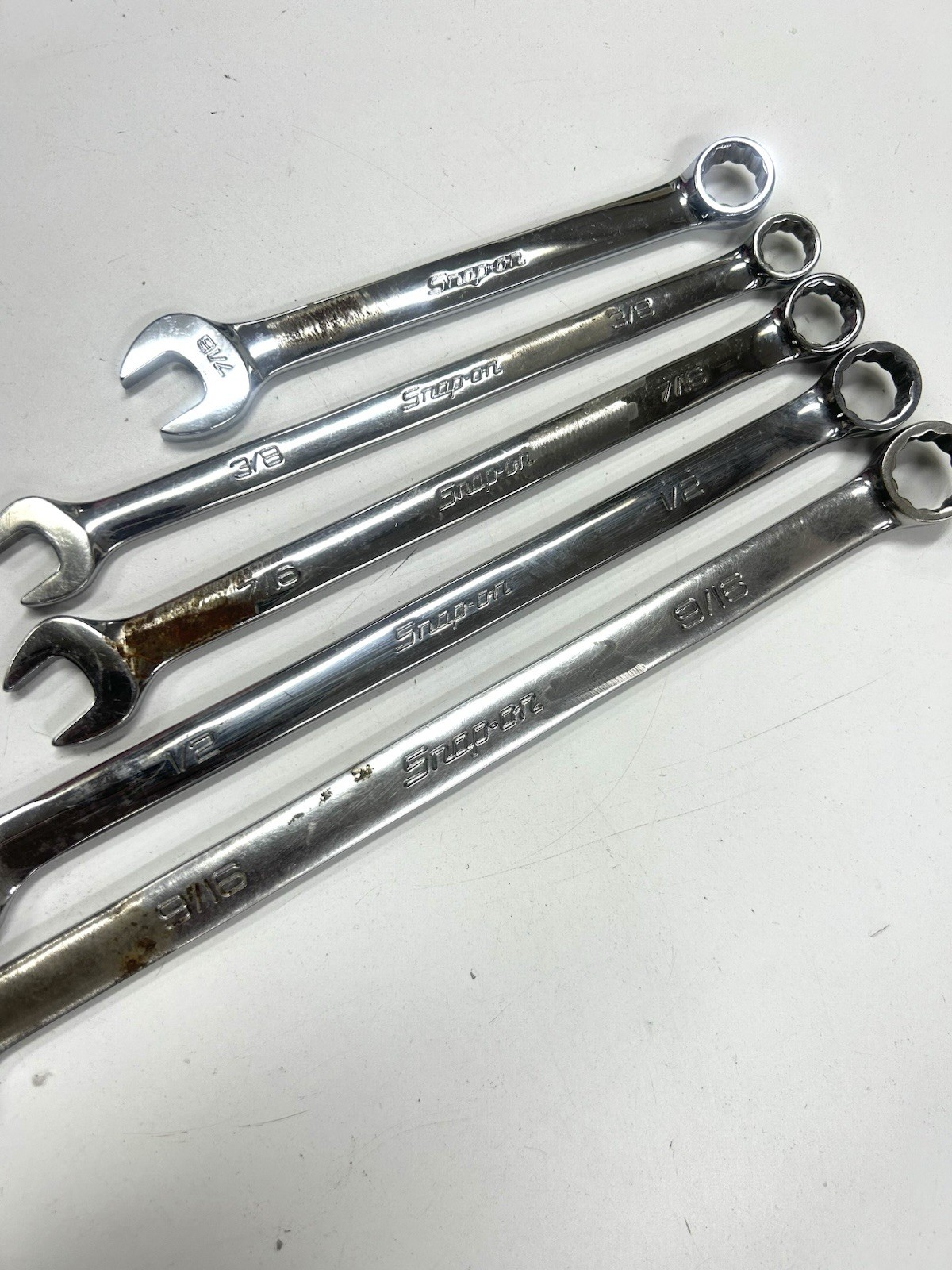 A-7777 Snap-on 5 Pc SAE Com Wre Set 9/16” 1/2” 7/16” 3/8” 5/16” USA
