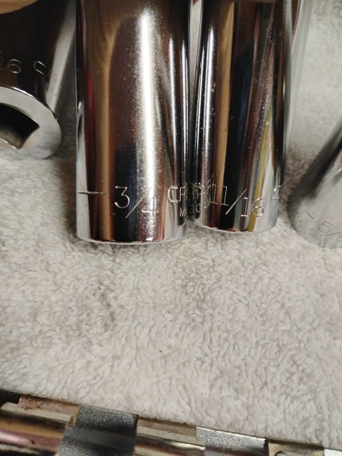 Craftsman SAE 1/2″ Drive Deep Socket Lot Of 7 & Socket Rail