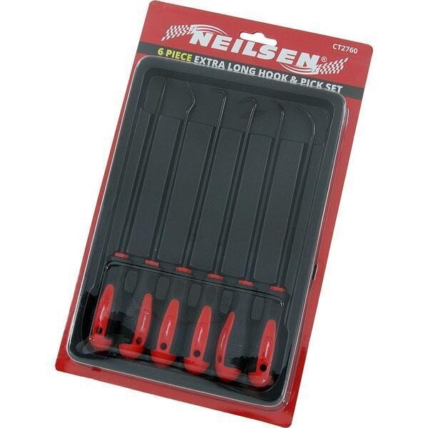 Neilsen 6pc Extra Long Hook And Pick Set CT2760 Straight 90 degree Double Angle
