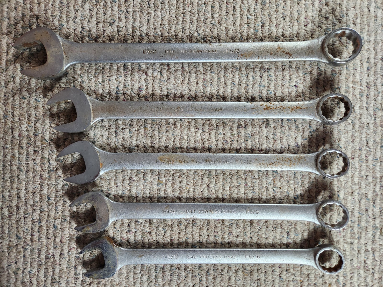 5pc Rare Proto Professional Tools Jumbo Wrench Set 1252, 1248, 1246, 1244, 1242