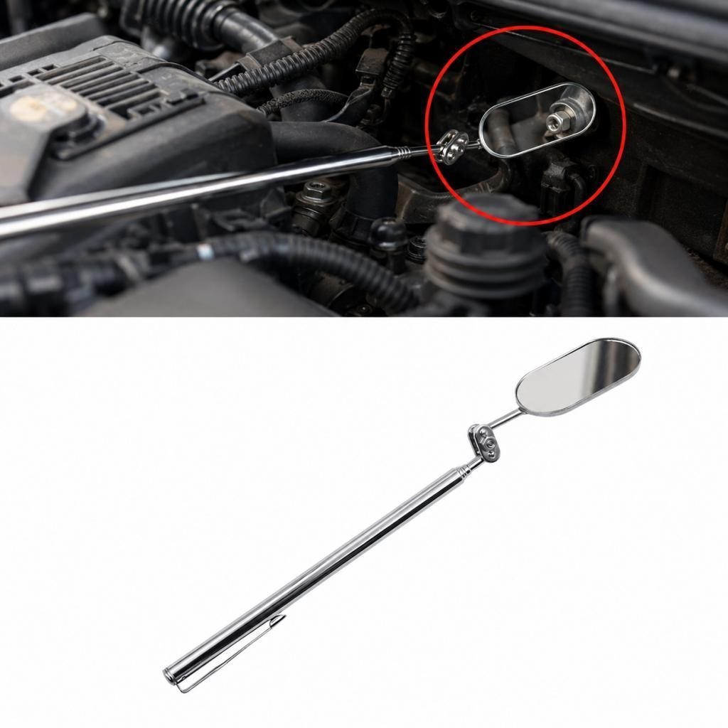 Telescoping Inspection Mirror Metal Car Repair Tool Mechanics Mirror