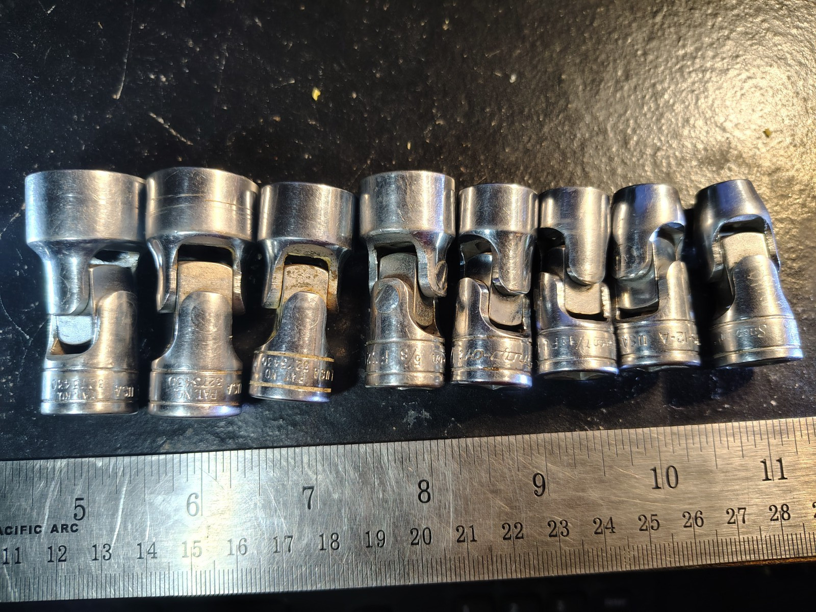 Snap On 8pc 3/8″ Drive Shallow Chrome SAE Swivel Socket Set 5/16-3/4 FU244