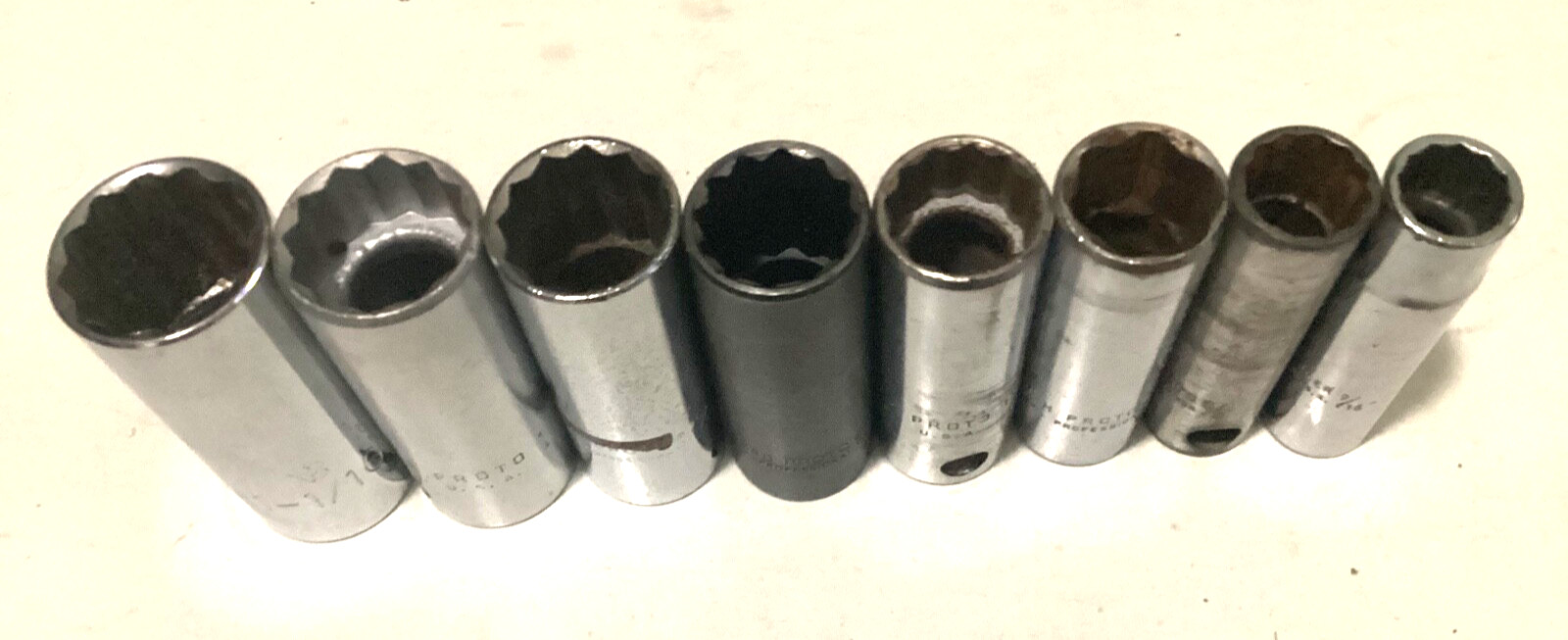 PROTO Professional extra DEEP 1/2” Drive 9/16” To 1 – 1/16” (8) piece set