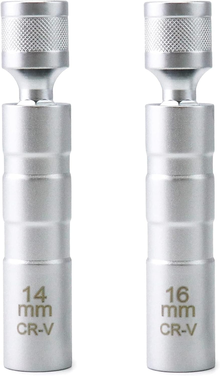 14mm & 16mm Magnetic Swivel Spark Plug Socket 360° Flexibility Tool