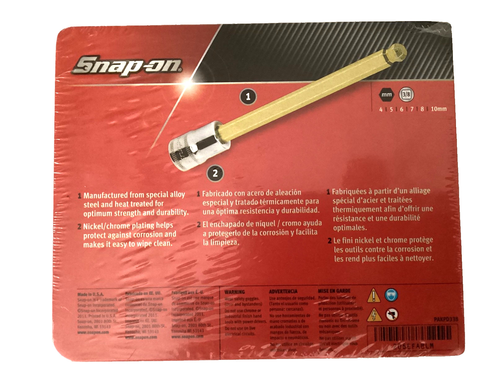 Snap On NEW 6 Piece 3/8”Dr Metric Long Ball Hex Bit Socket Set 206EFABLM SEALED