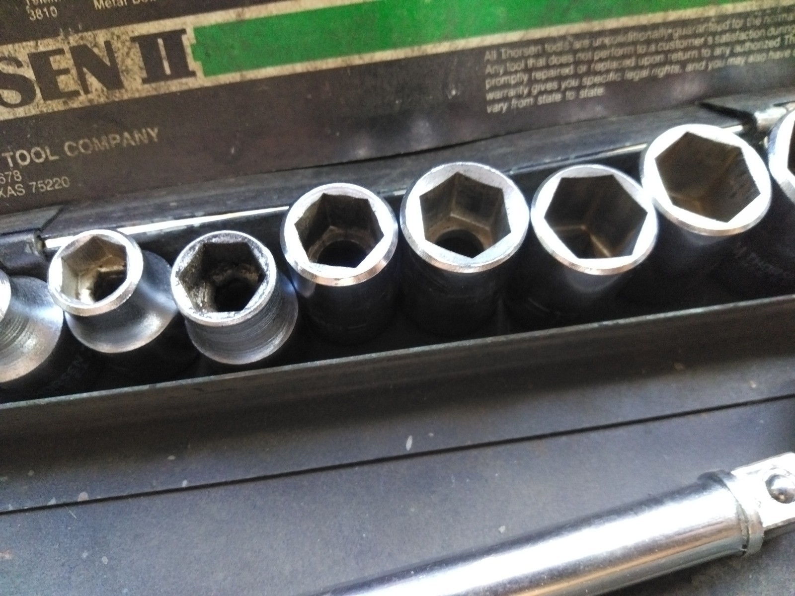 Vintage Thorsen M3813 Piece 3/8″ Metric Socket Set Metal Case Ratchet