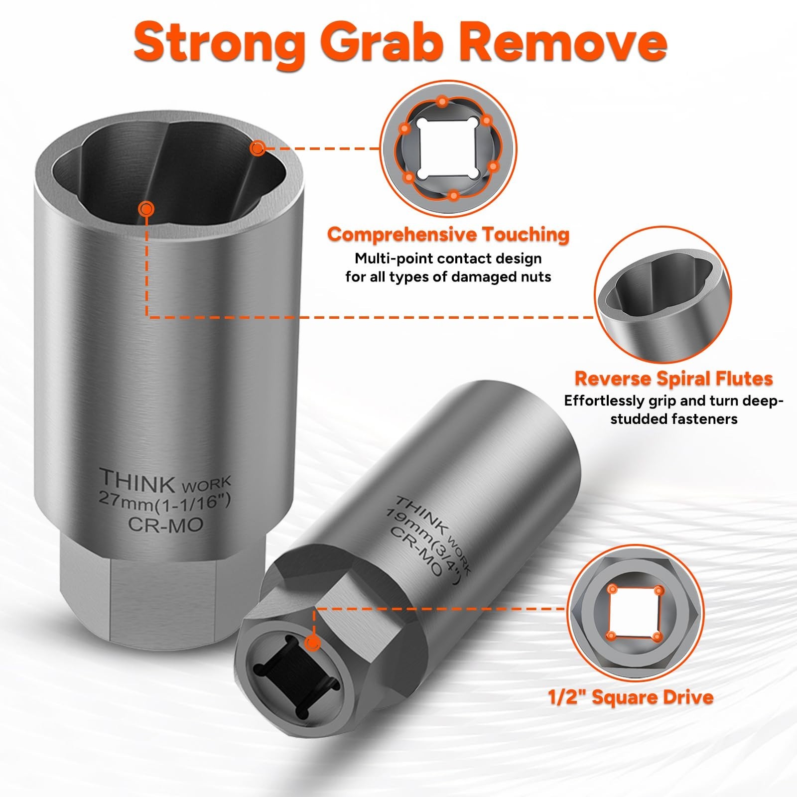 10pcs Lug Nut Extractor Set – 1/2″ Drive Wheel Lock Removal Tool for Damaged, St