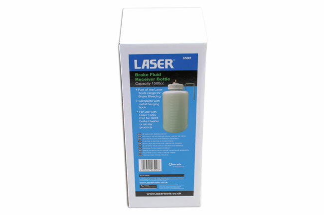 Laser 6592 Brake Fluid Receiver Bottle With Metal Hanging Hook 1500cc Capacity