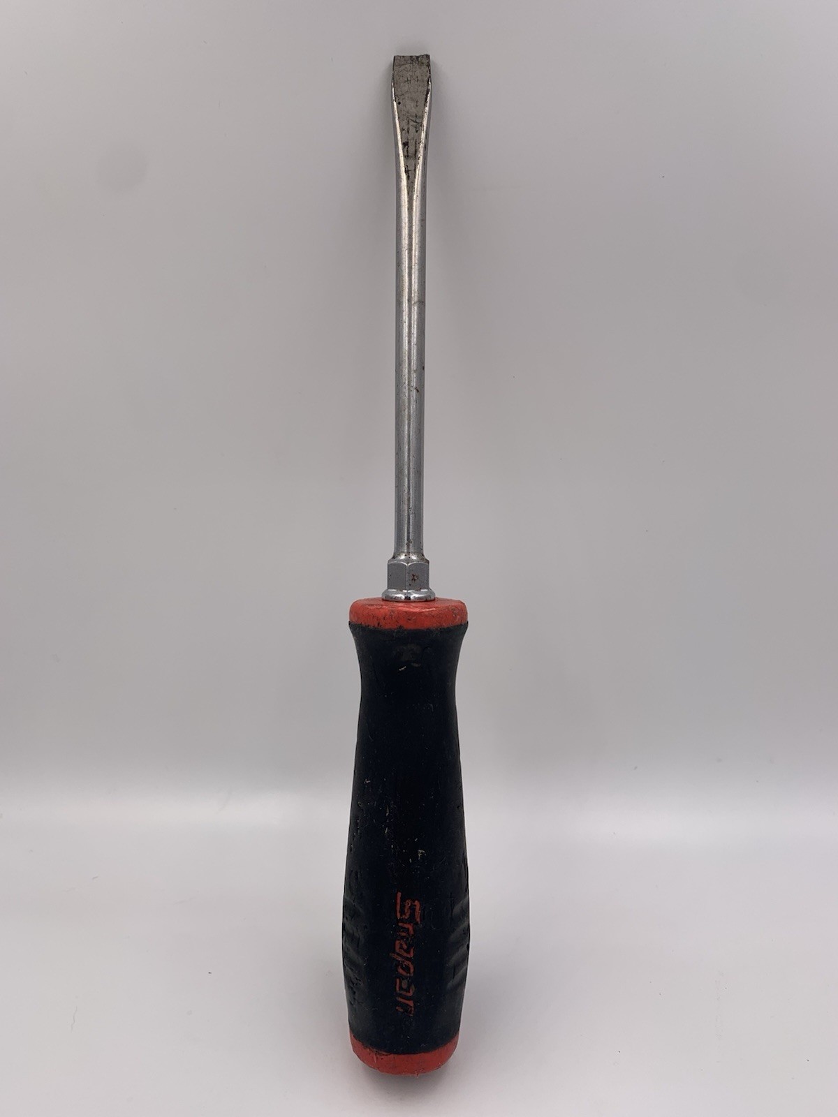 Snap On Tools HD Flat Tip Screwdriver 10-3/4″ Long RED Soft Grip Handle -READ-