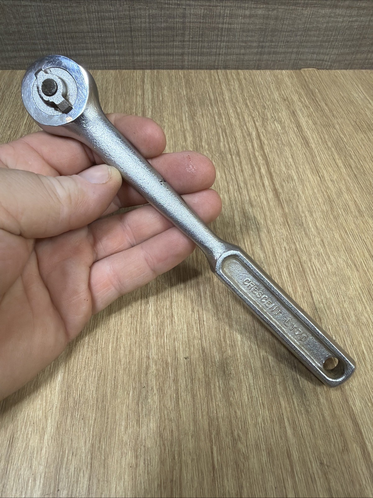 Vintage Crescent 3/8″ Drive 7.5″ Long Socket Ratchet Model LT70 Made USA Used