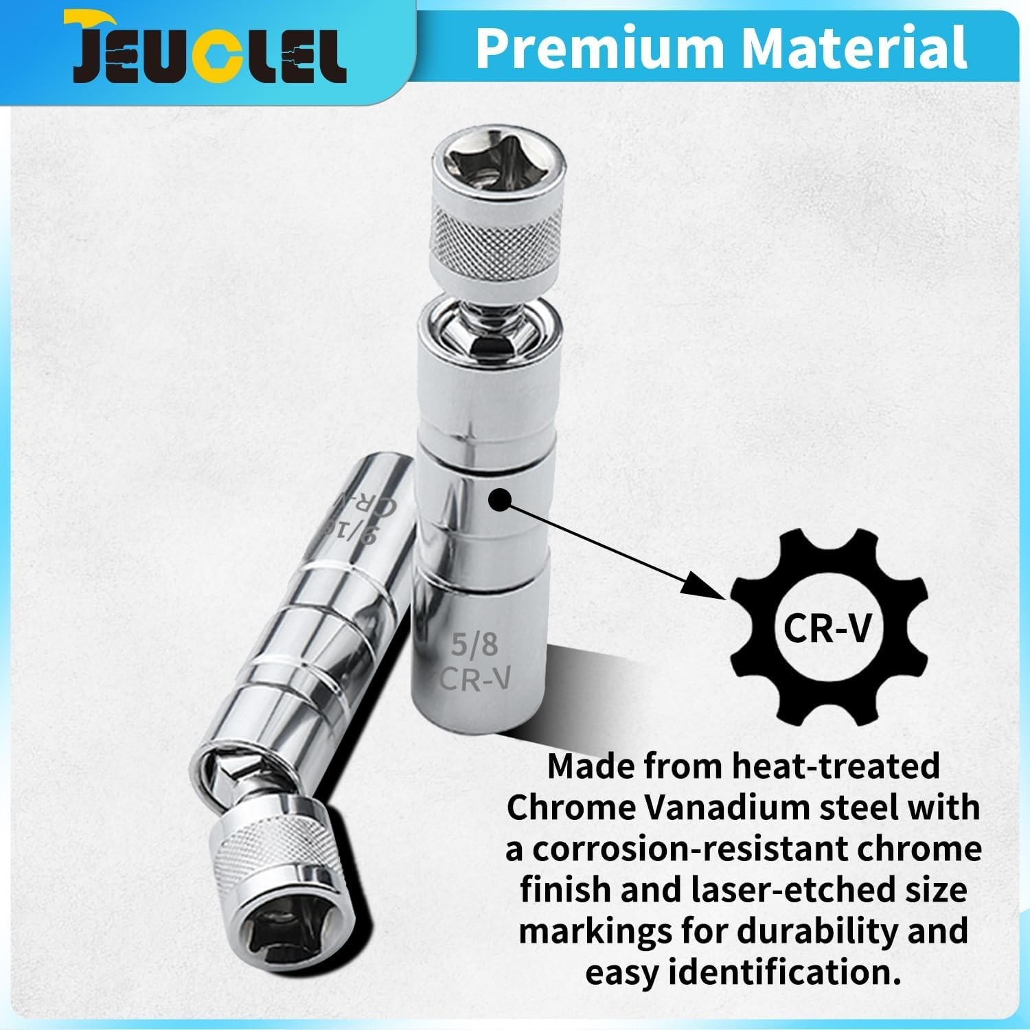 5PCS Magnetic Swivel Spark Plug Socket Set, 14mm Thin Wall Socket, 9/16″ 6-in..,