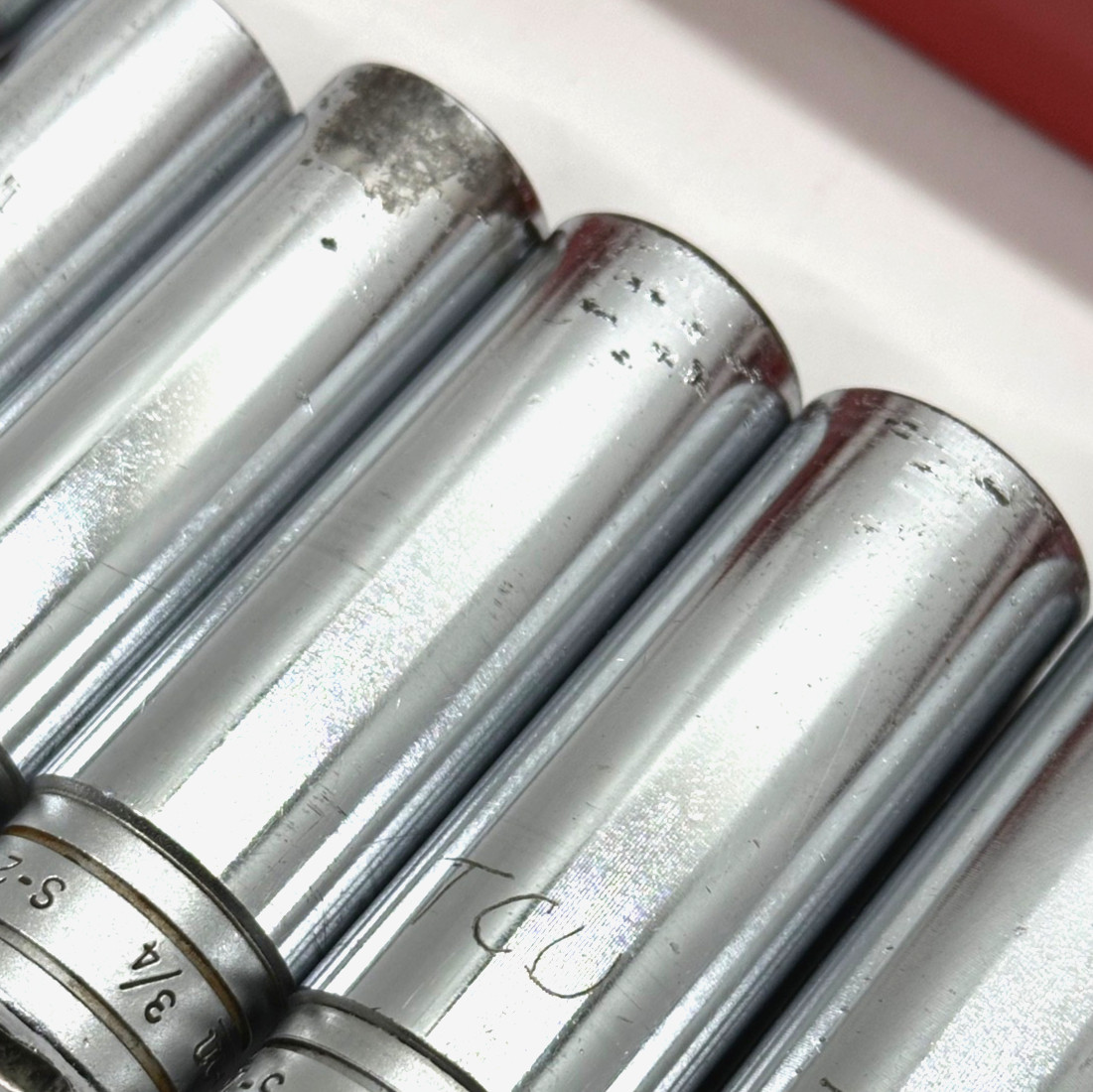 🇺🇸 Snap On Tools 1/2″ DEEP SAE 1/2″- 1-1/8″ Socket Set Lot 12-PT Red Tray USA