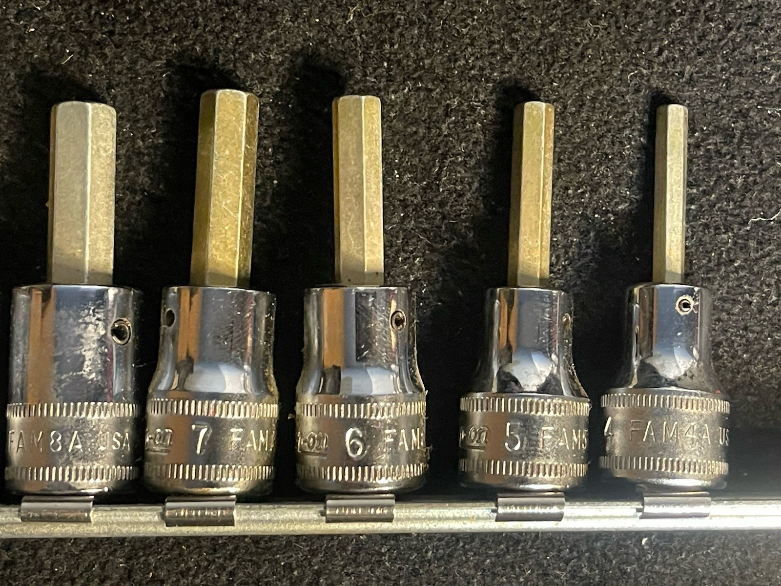 Snap On NEW 7 Piece 3/8″ Drive Metric Hex Bit Socket Set 4MM To 10MM FAM Series