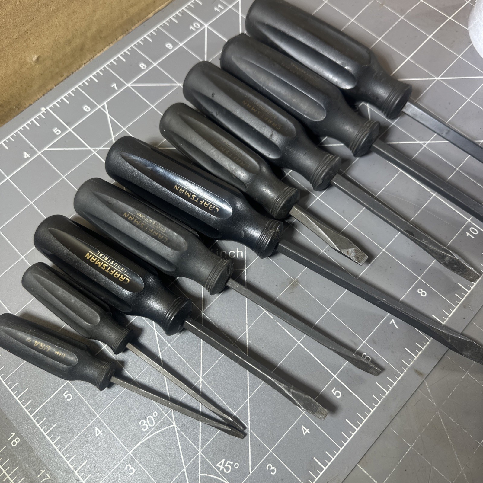 9pc. Craftsman Professional Slotted Flathead WF Black Handle Screwdriver Set USA