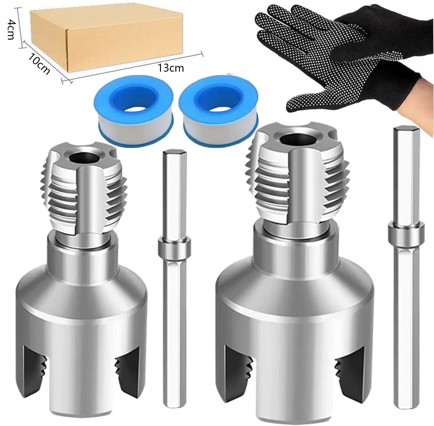 2in1 PVC Pipe Threader Kit 1/2″ 3/4″ Dies Drill Compatible Thread Cutting Tool
