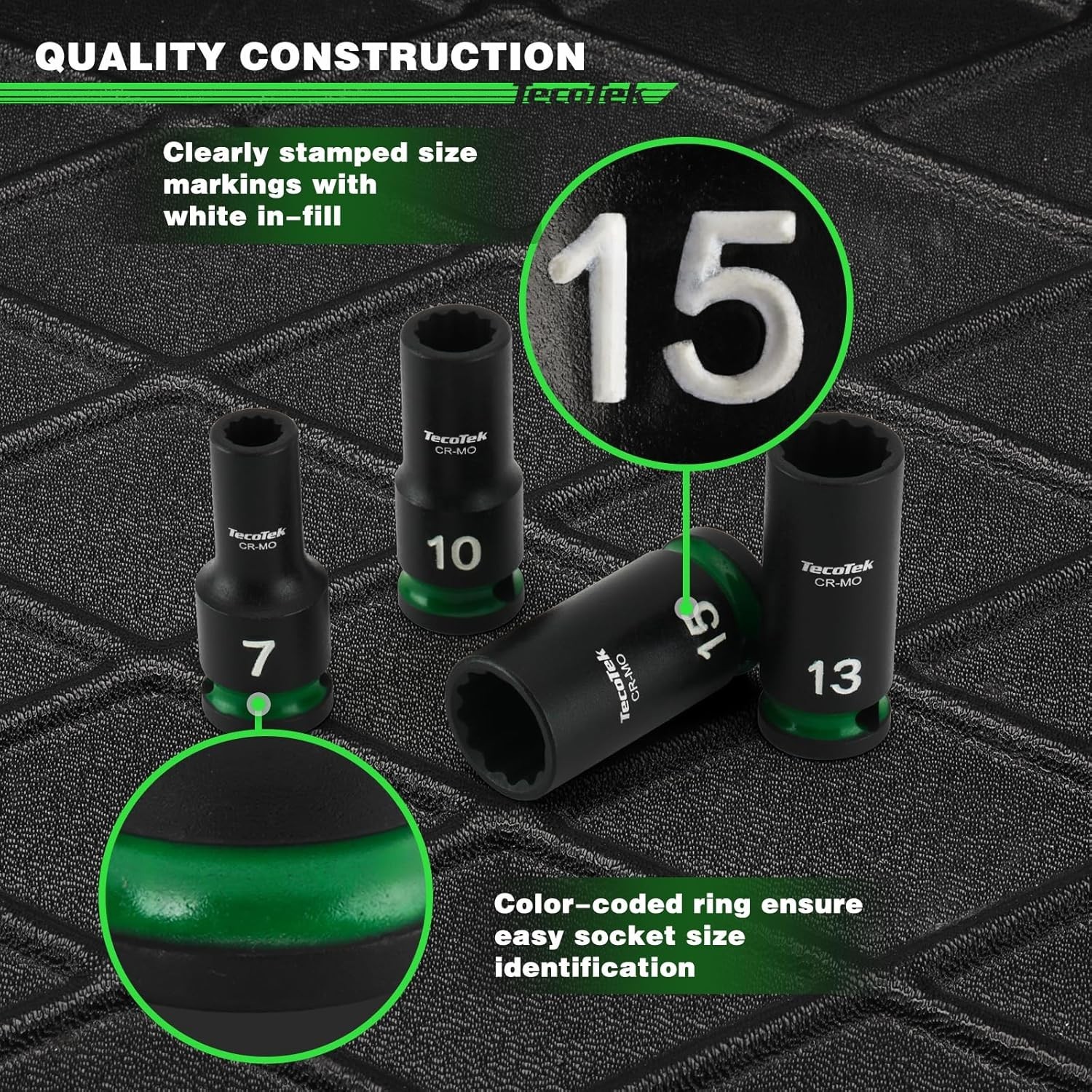 12-Point Impact Socket Set 7-19mm 3/8in Drive Chrome Molybdenum Steel
