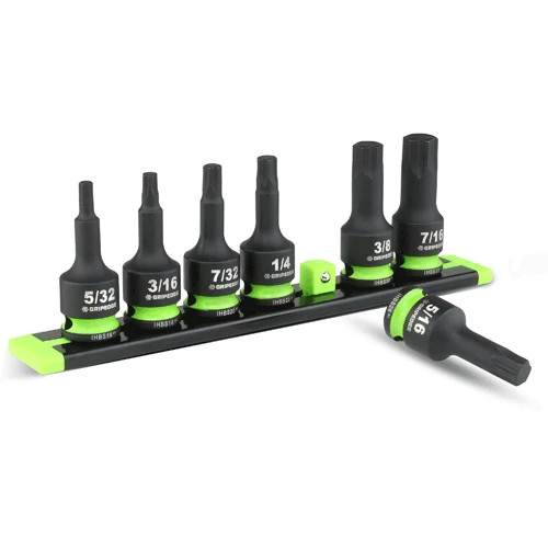 GripEdge IHBS7S, 7Pc. RPT Impact Hex Driver Set – 3/8″ Drive Short SAE