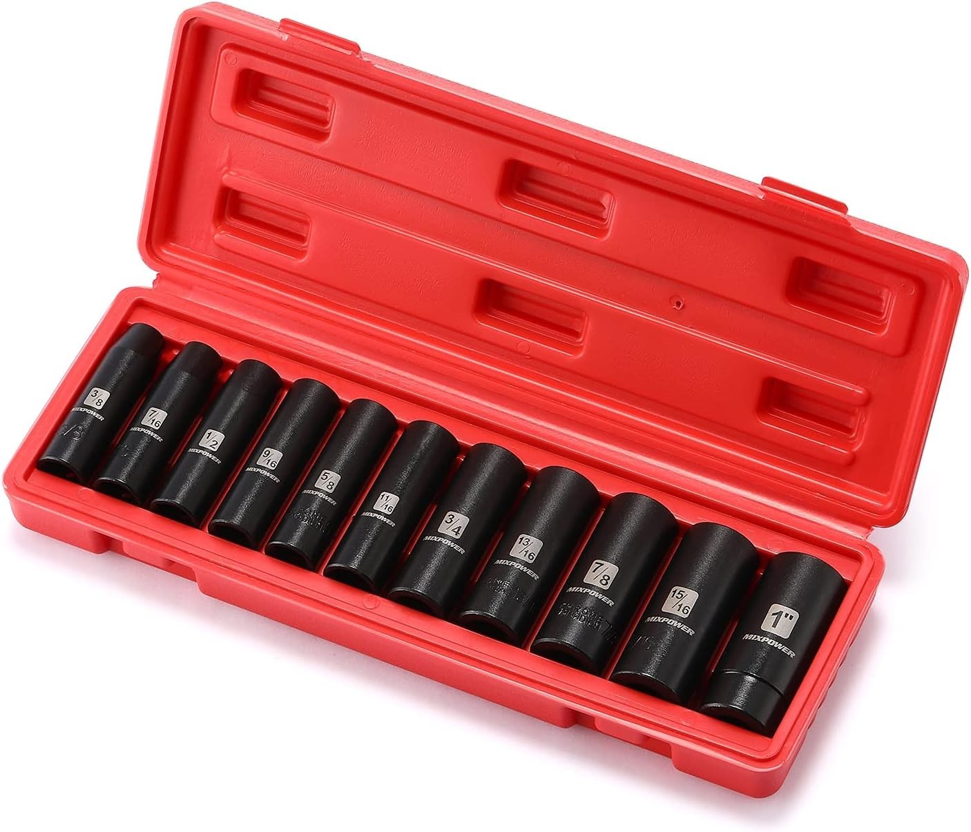 11-Piece Deep Impact Socket Set – 1/2-Inch Drive, Laser-Etched Sockets