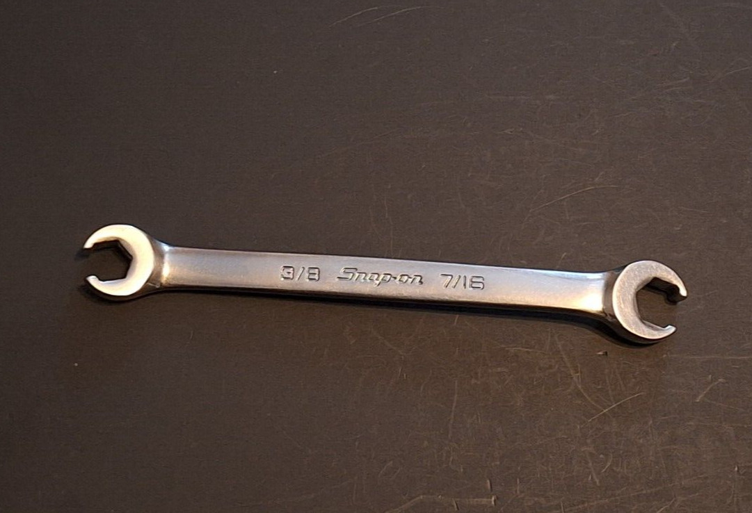 Snap On 3/8-7/16″ 6 Point Flank Dr double end flare nut wrench RXFS1214B
