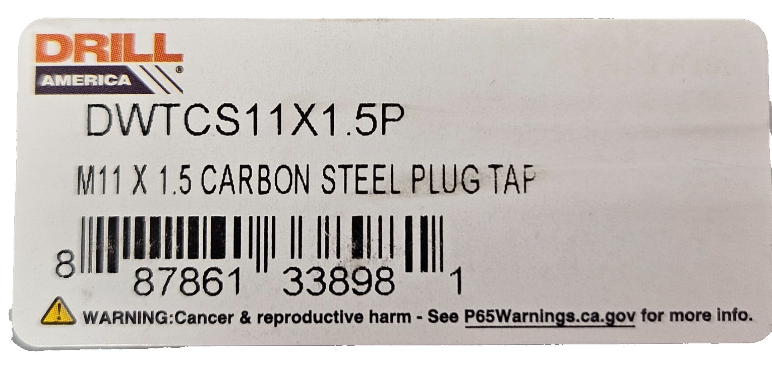 M11 X 1.5 Plug Tap Metric Irwin 1741 ZR 11MM Carbon Steel Hand 4FL USA 1.50 RH